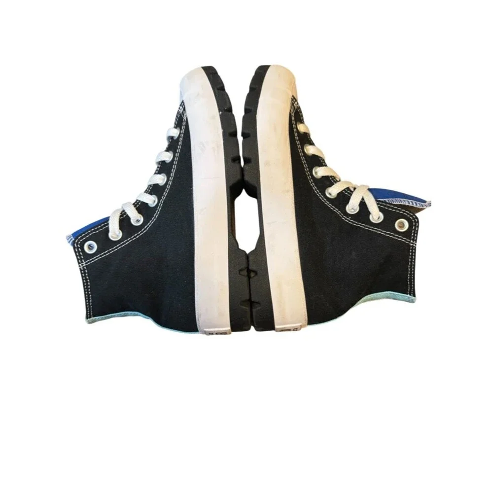 Converse Custom All Star Lugged High Top Platform Sneakers In Black And Blue - Picture 12 of 16